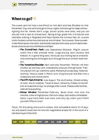 example page 3 from our offline Travel Guide for Iraq