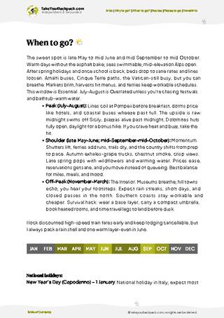 example page 3 from our offline Travel Guide for Italy