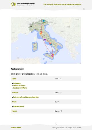 example page 4 from our offline Travel Guide for Italy