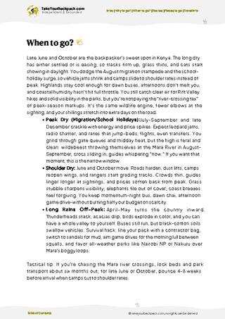 example page 3 from our offline Travel Guide for Kenya
