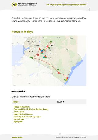 example page 4 from our offline Travel Guide for Kenya