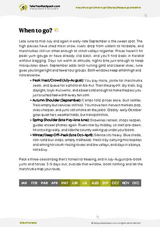 example page 3 from our offline Travel Guide for Kyrgyzstan