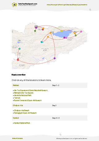 example page 4 from our offline Travel Guide for Kyrgyzstan