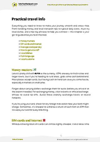 example page 7 from our offline Travel Guide for Latvia