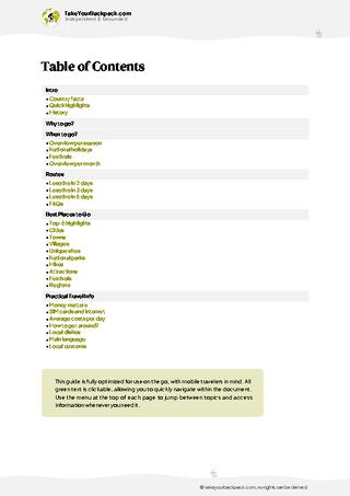 example page 2 from our offline Travel Guide for Lesotho