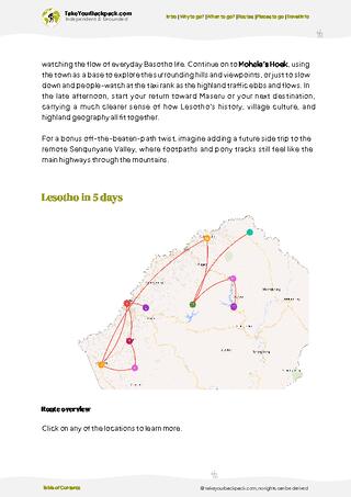 example page 4 from our offline Travel Guide for Lesotho