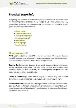 example page 7 from our offline Travel Guide for Liechtenstein