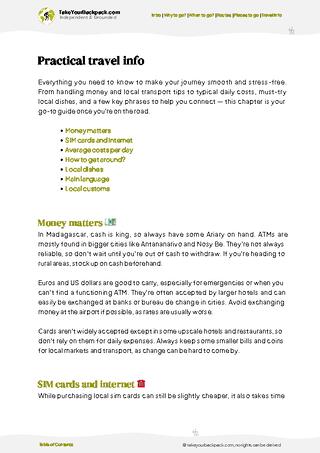 example page 7 from our offline Travel Guide for Madagascar
