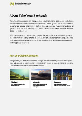 example page 1 from our offline Travel Guide for Malaysia