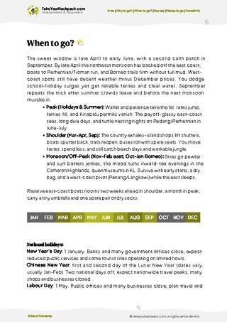 example page 3 from our offline Travel Guide for Malaysia