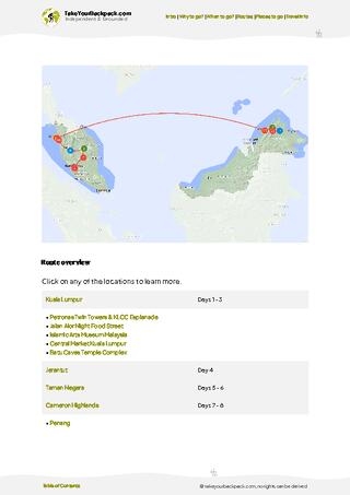 example page 4 from our offline Travel Guide for Malaysia