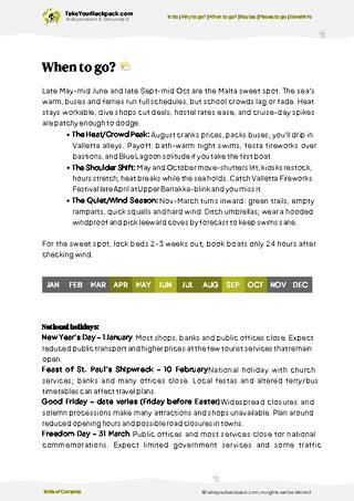 example page 3 from our offline Travel Guide for Malta