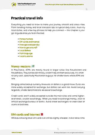 example page 7 from our offline Travel Guide for Mauritania