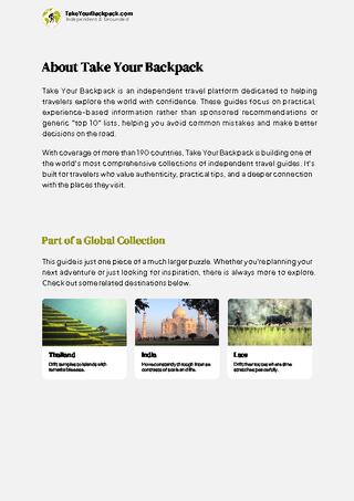 example page 1 from our offline Travel Guide for Myanmar