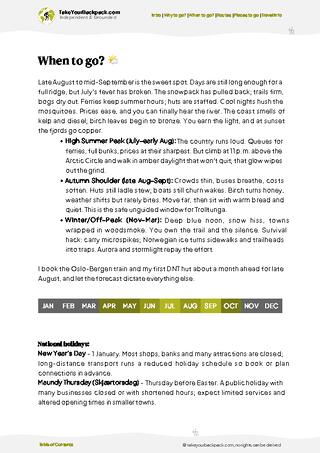 example page 3 from our offline Travel Guide for Norway
