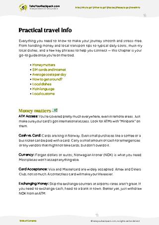 example page 7 from our offline Travel Guide for Norway