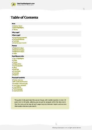 example page 2 from our offline Travel Guide for Poland