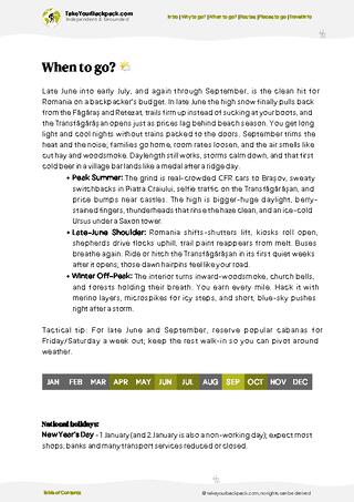 example page 3 from our offline Travel Guide for Romania