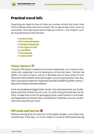 example page 7 from our offline Travel Guide for Samoa
