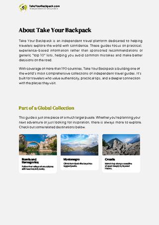 example page 1 from our offline Travel Guide for Serbia