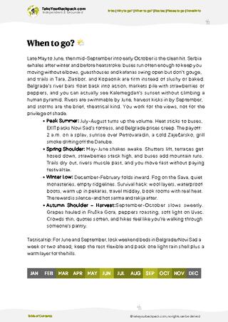 example page 3 from our offline Travel Guide for Serbia