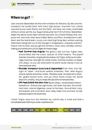 example page 3 from our offline Travel Guide for Slovenia