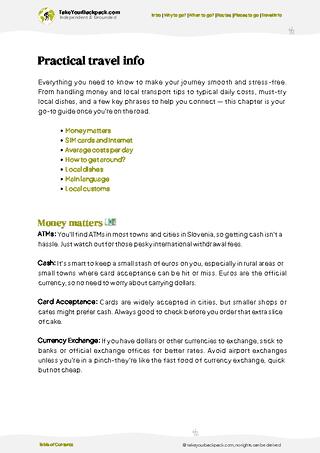 example page 7 from our offline Travel Guide for Slovenia