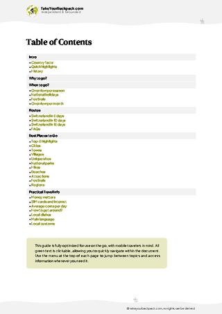 example page 2 from our offline Travel Guide for Switzerland