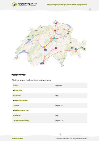 example page 4 from our offline Travel Guide for Switzerland