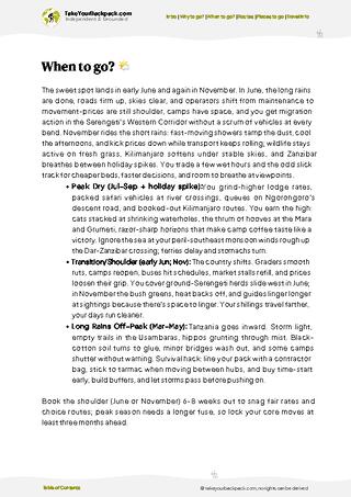 example page 3 from our offline Travel Guide for Tanzania