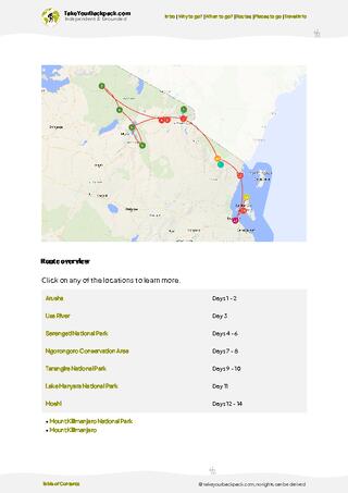 example page 4 from our offline Travel Guide for Tanzania