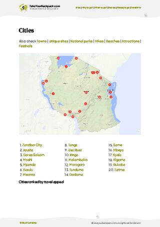 example page 6 from our offline Travel Guide for Tanzania