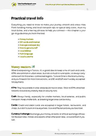 example page 7 from our offline Travel Guide for Tunisia
