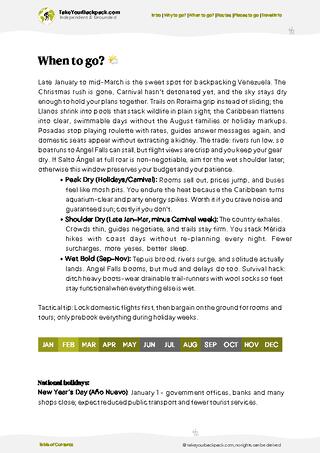 example page 3 from our offline Travel Guide for Venezuela