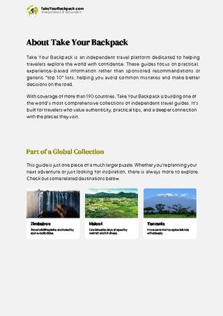 example page 1 from our offline Travel Guide for Zambia
