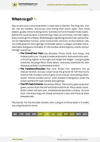 example page 3 from our offline Travel Guide for Zambia