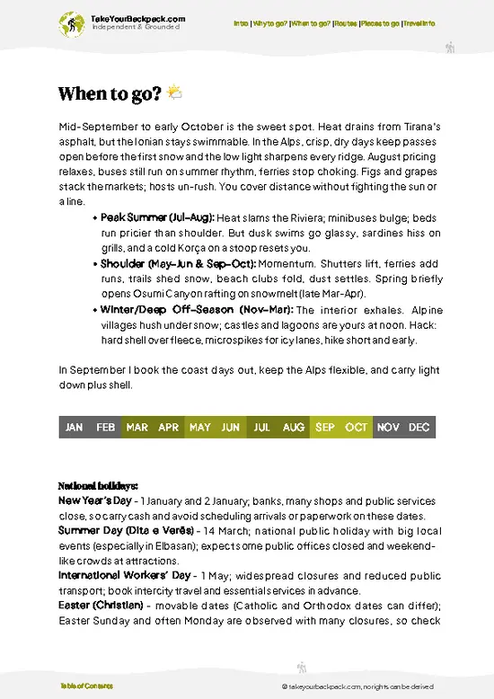example page 3 from our offline Travel Guide for Albania