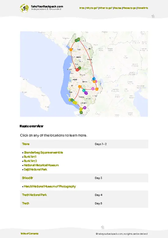 example page 4 from our offline Travel Guide for Albania
