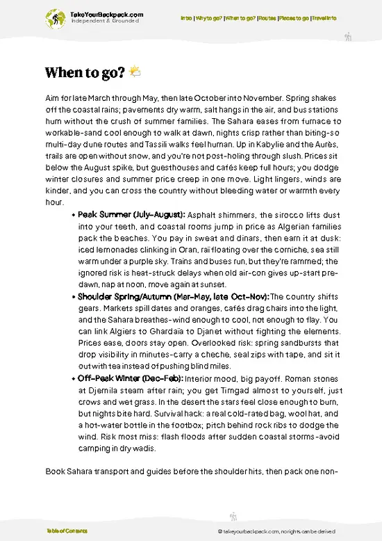 example page 3 from our offline Travel Guide for Algeria