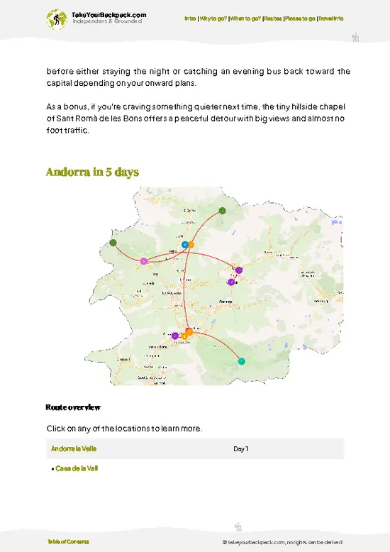 example page 4 from our offline Travel Guide for Andorra