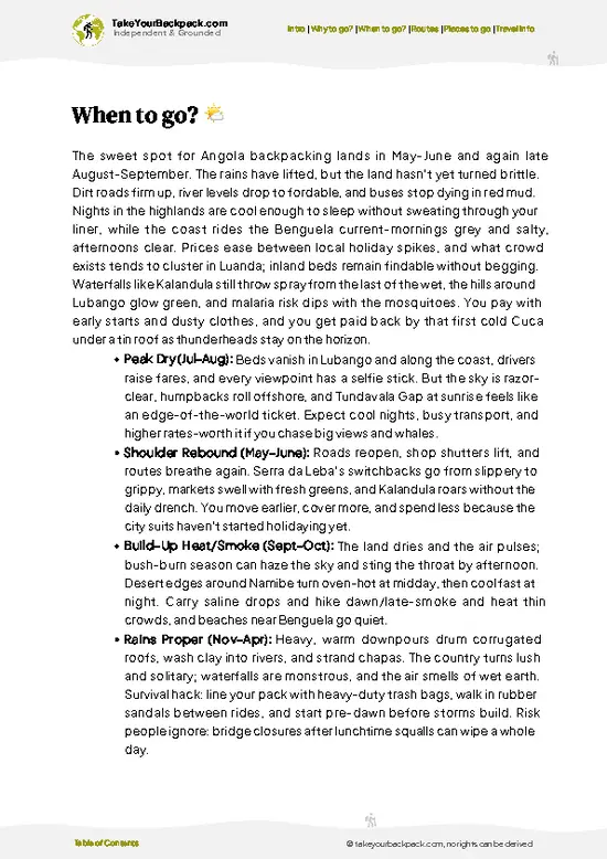 example page 3 from our offline Travel Guide for Angola