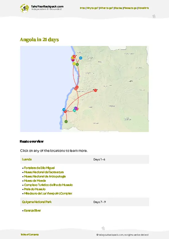 example page 4 from our offline Travel Guide for Angola