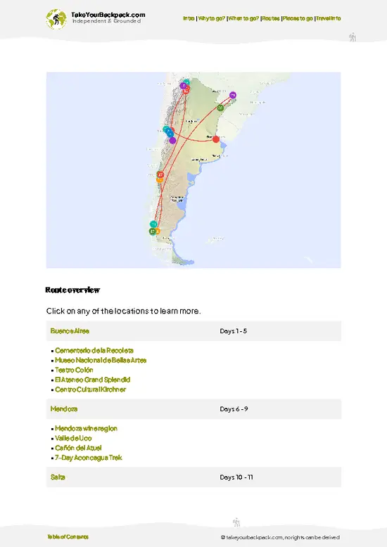 example page 4 from our offline Travel Guide for Argentina