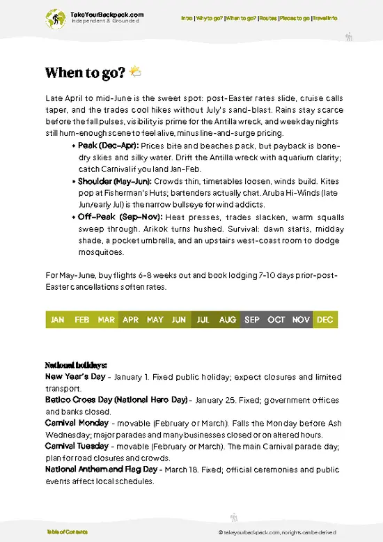 example page 3 from our offline Travel Guide for Aruba
