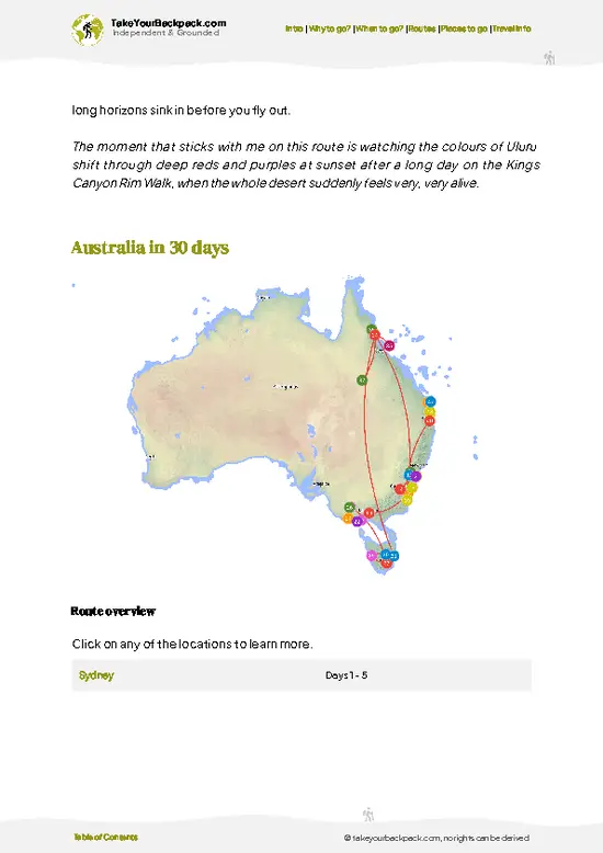 example page 4 from our offline Travel Guide for Australia