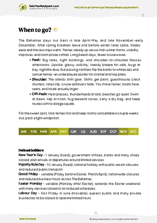 example page 3 from our offline Travel Guide for Bahamas