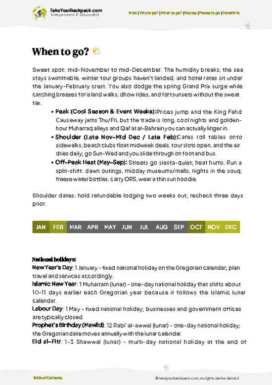 example page 3 from our offline Travel Guide for Bahrain