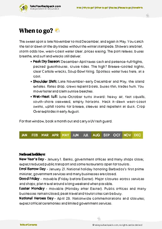 example page 3 from our offline Travel Guide for Barbados