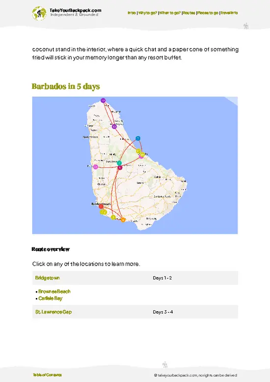 example page 4 from our offline Travel Guide for Barbados