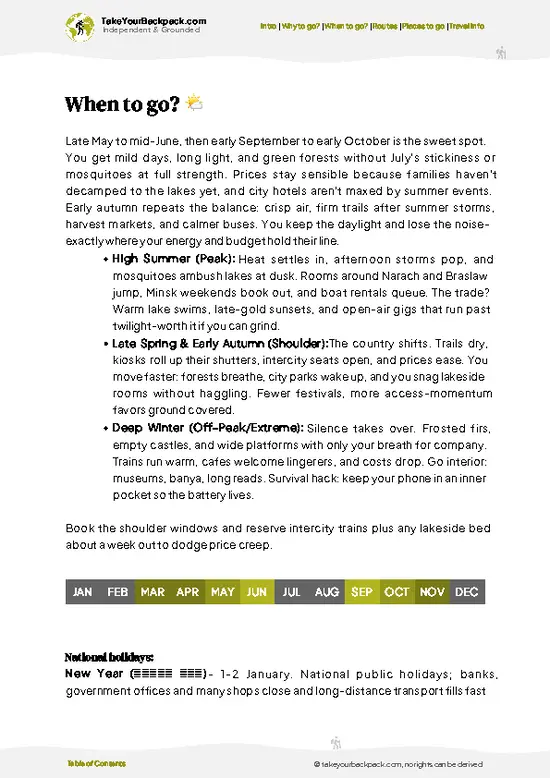 example page 3 from our offline Travel Guide for Belarus
